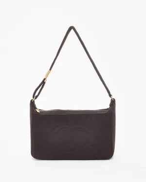 Chanel Vintage Dark Brown Cloth Chocolate Bar Shoulder Bag