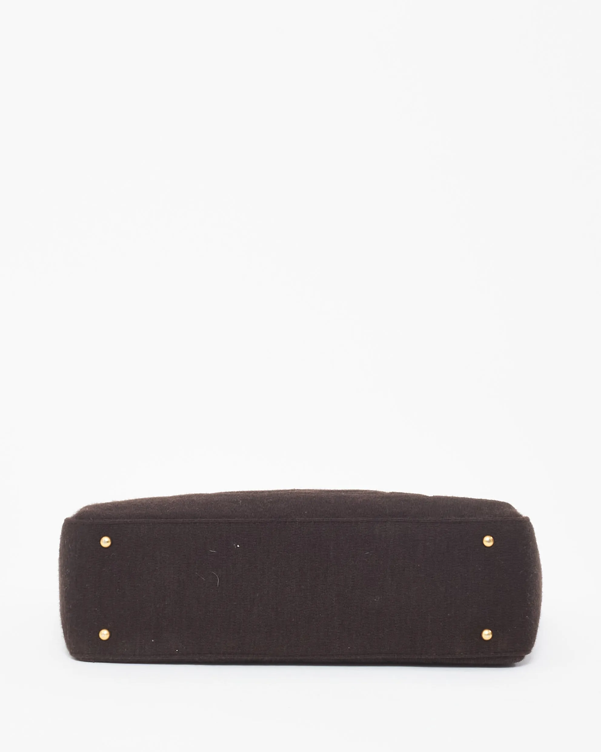 Chanel Vintage Dark Brown Cloth Chocolate Bar Shoulder Bag