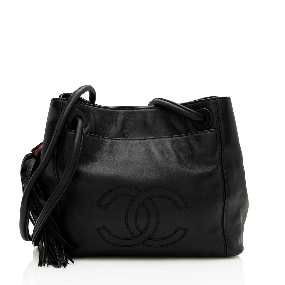 Chanel Vintage Leather CC Tassel Shoulder Bag (SHF-12835)