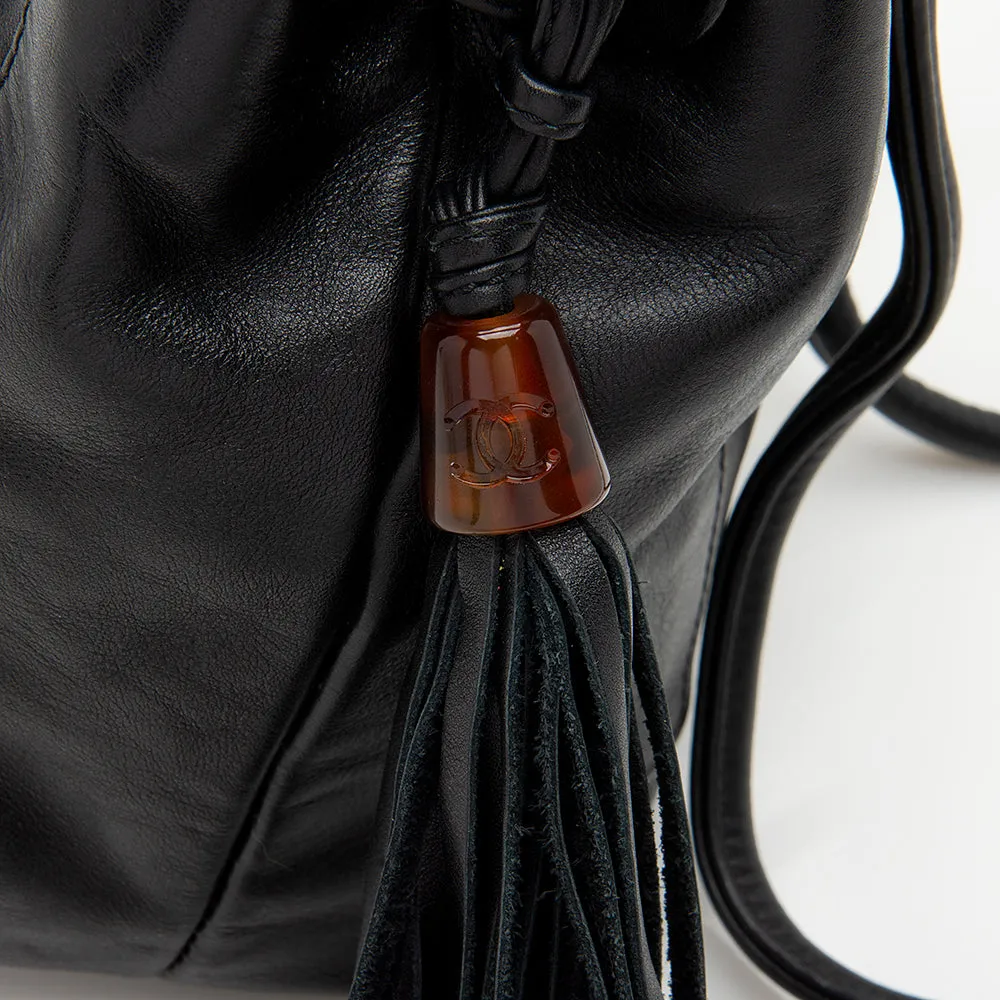 Chanel Vintage Leather CC Tassel Shoulder Bag (SHF-12835)