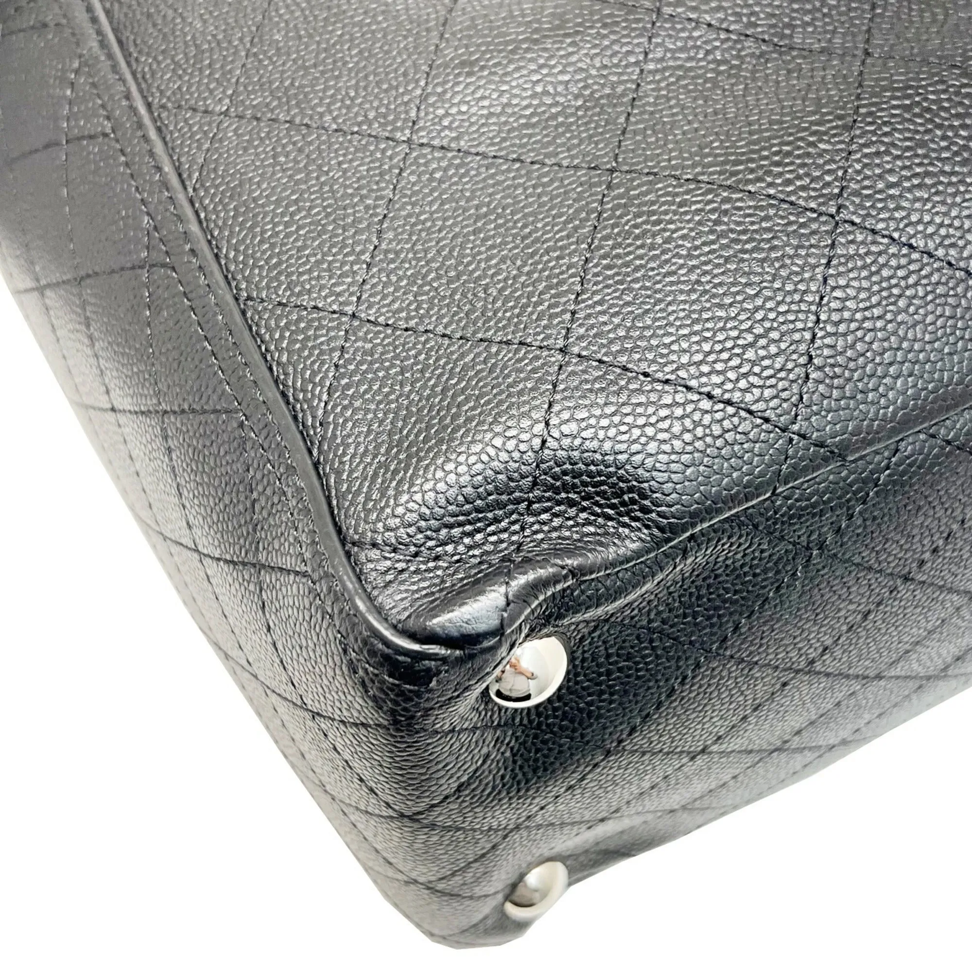 Chanel Wild Stitch Shoulder HandBag Chain Tote Caviar Skin Black No. 19 Women's