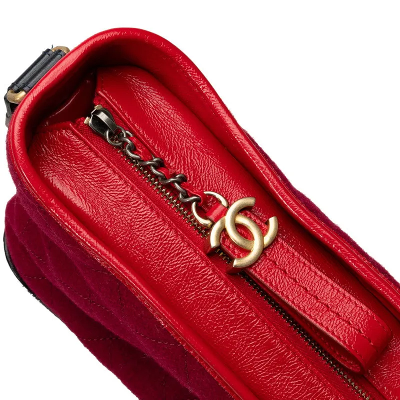 Chanel Wool & Leather Gabrielle Shoulder Bag Leather Shoulder Bag in Good condition