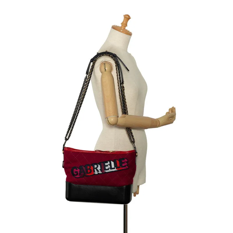 Chanel Wool & Leather Gabrielle Shoulder Bag Leather Shoulder Bag in Good condition