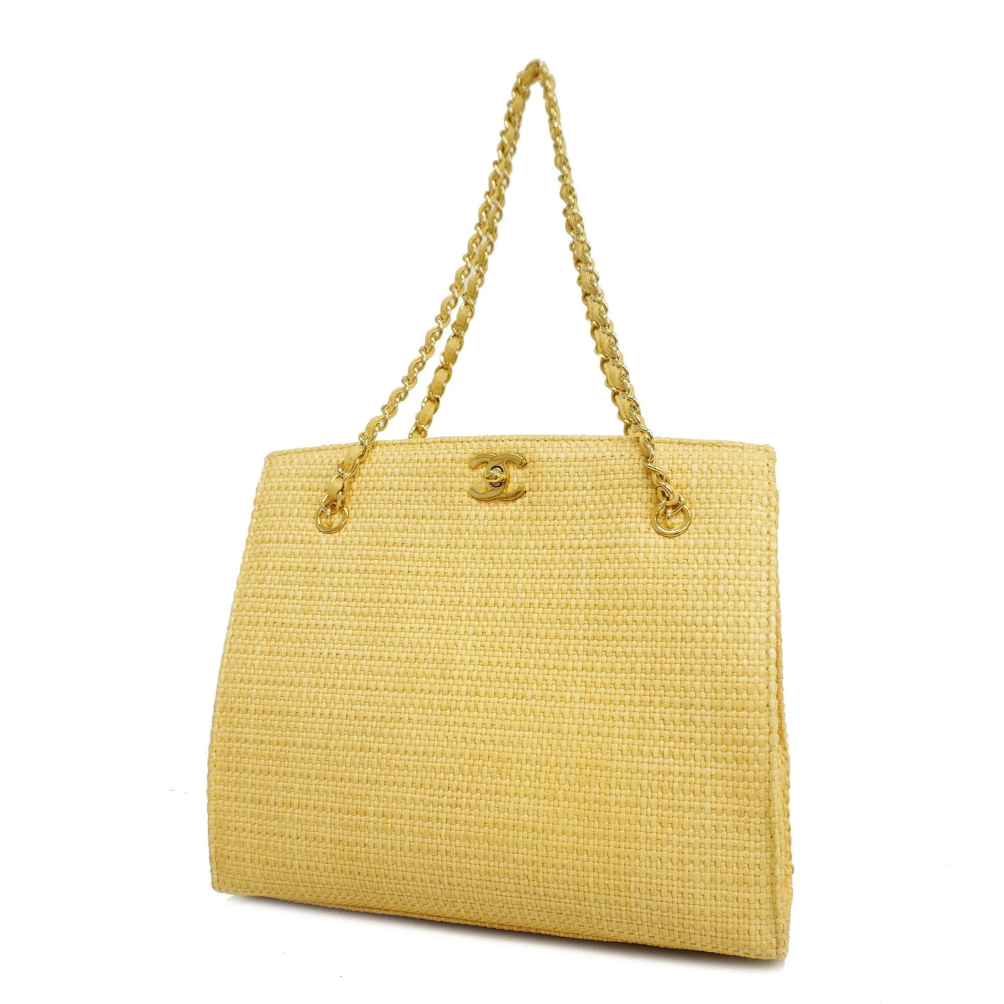 Chanel[3cc2368]   HandBag Chain Shoulder Straw Beige Gold metal