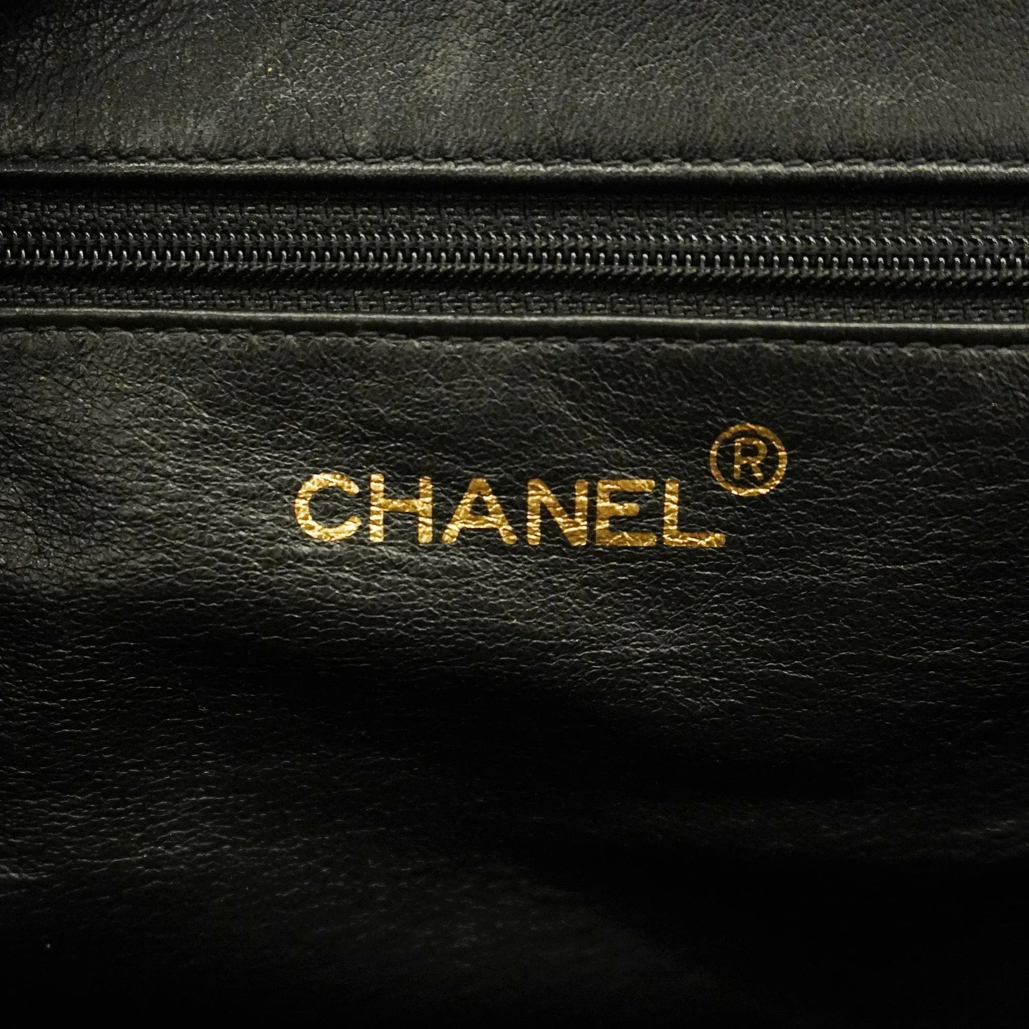 ChanelAuth  Chain Shoulder Women's Leather Tote Bag Black