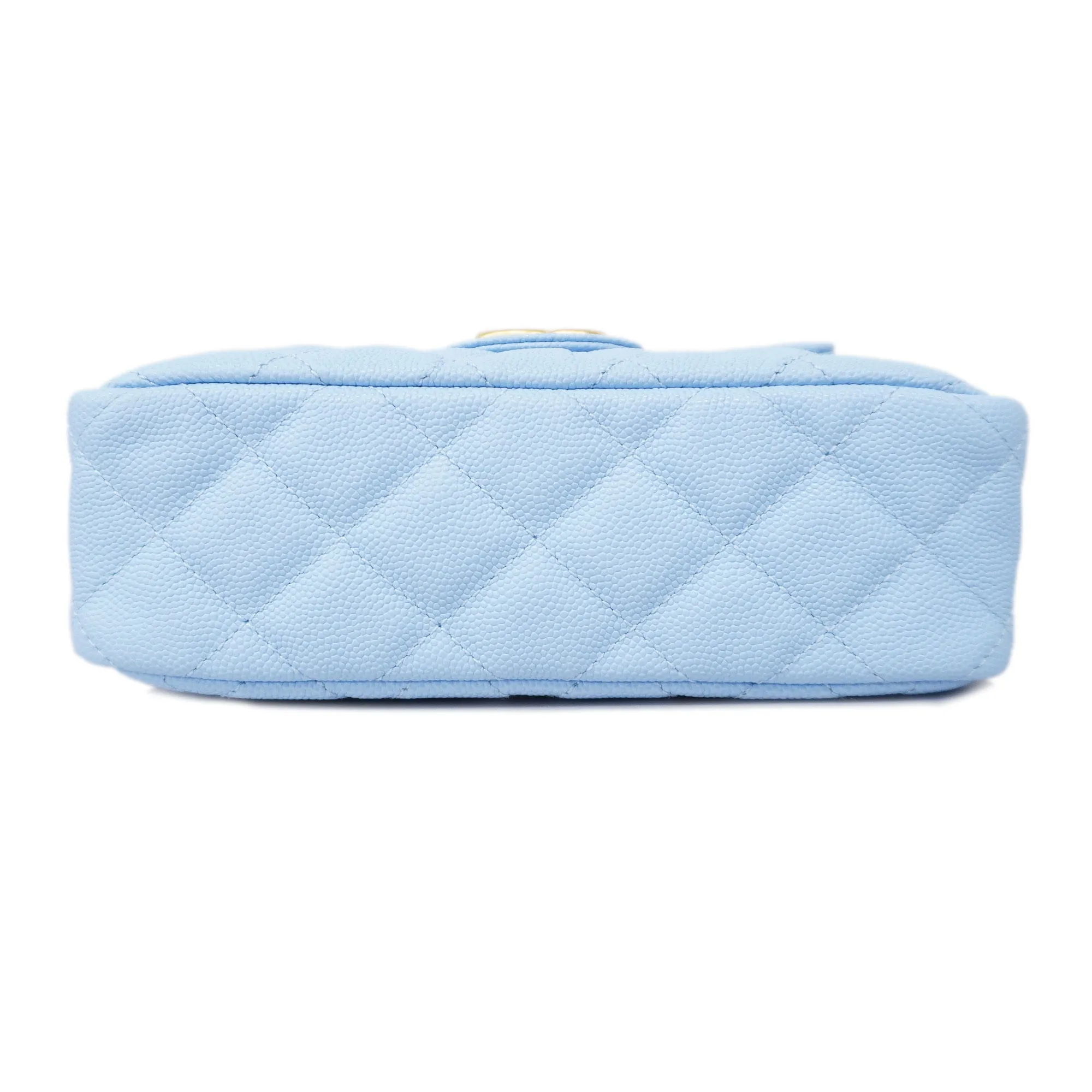 ChanelAuth  Matelasse Chain Shoulder Women's Caviar Leather Light Blue