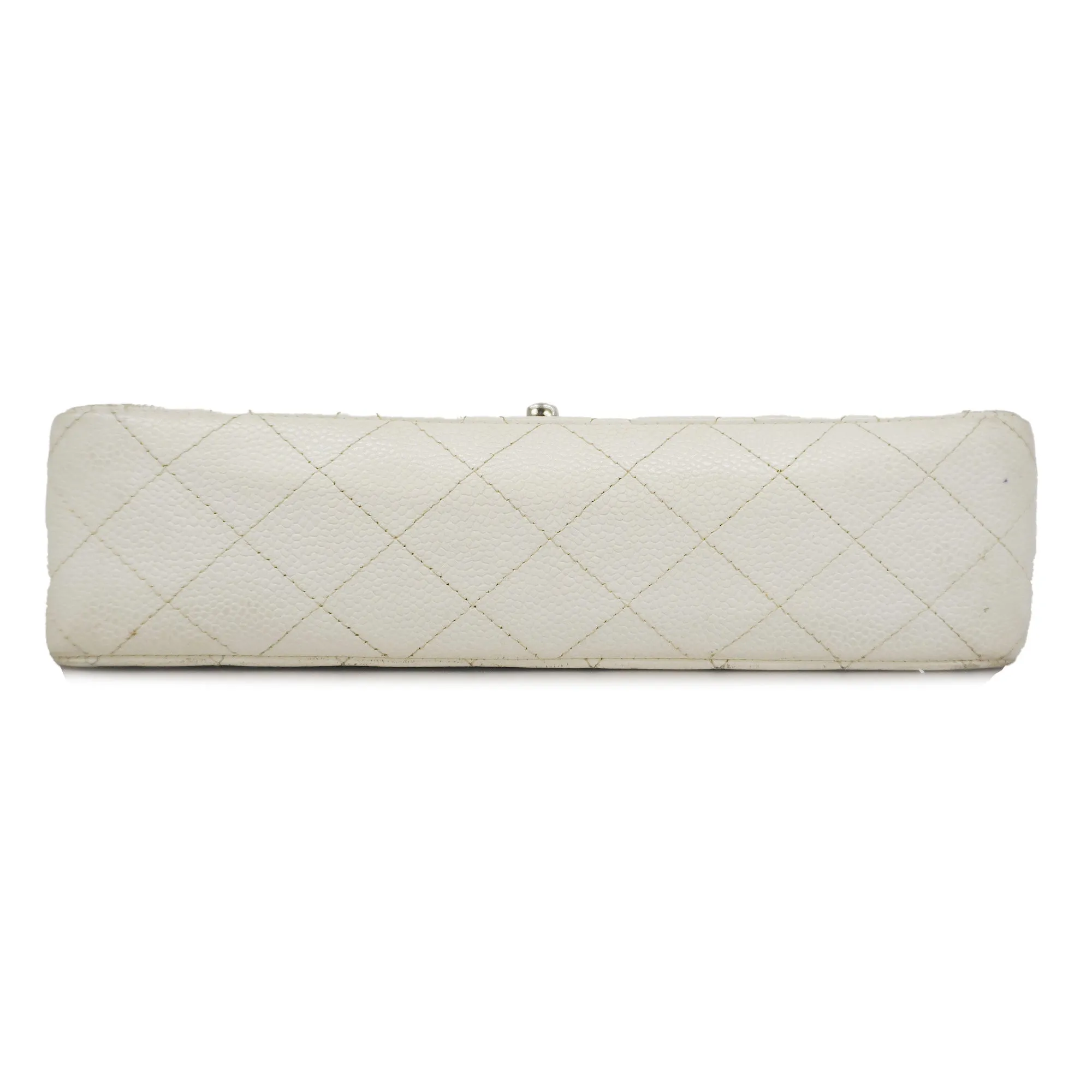 ChanelAuth  Matelasse W Flap W Chain Women's Caviar Leather Shoulder Bag White