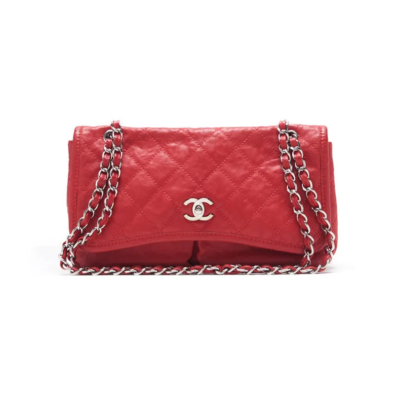 CHANEL/CHANEL Matrasse Turn-Lock Chain Shoulder  S Red (Silver )  Shoulder Bag Lady Shoulder Bag Hybrid ?? Ship?? Dutch Shark Online