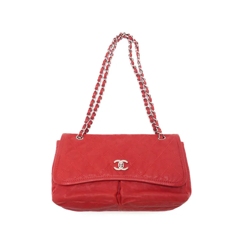 CHANEL/CHANEL Matrasse Turn-Lock Chain Shoulder  S Red (Silver )  Shoulder Bag Lady Shoulder Bag Hybrid ?? Ship?? Dutch Shark Online