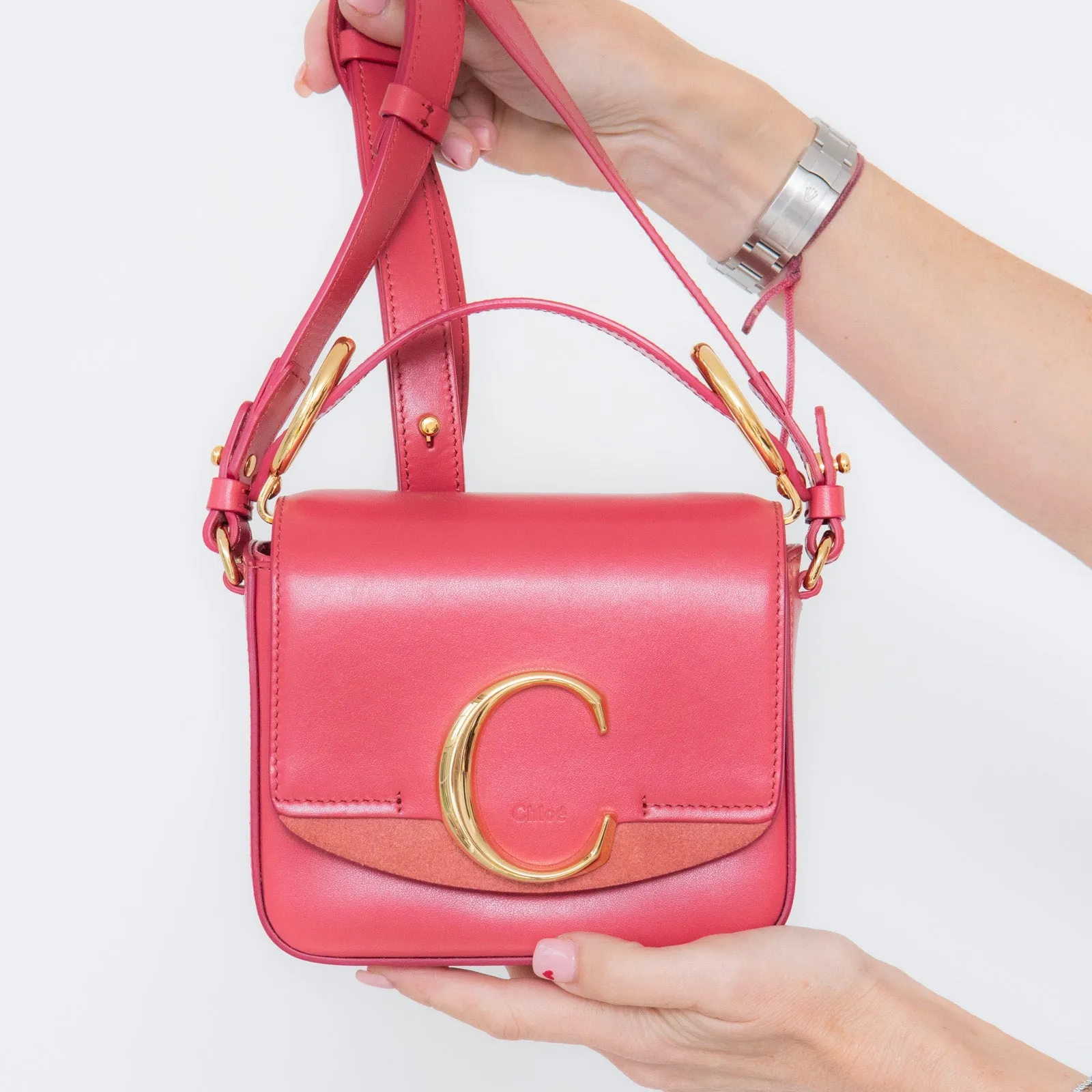 Chloe Captive Scarlet Pink Mini  C Logo Crossbody Bag