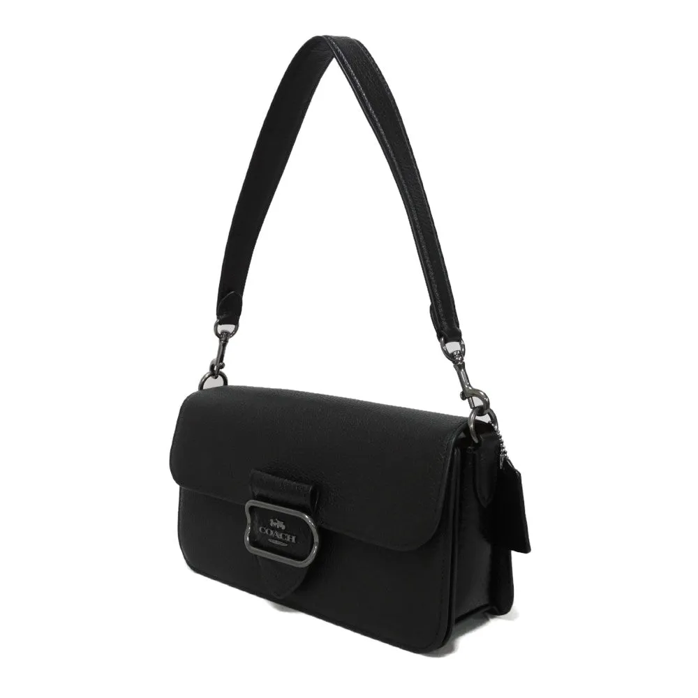 COACH Shoulder Bag CE562 Refined pebble leather x snake embossed leather black Horse and carriage Morgan
