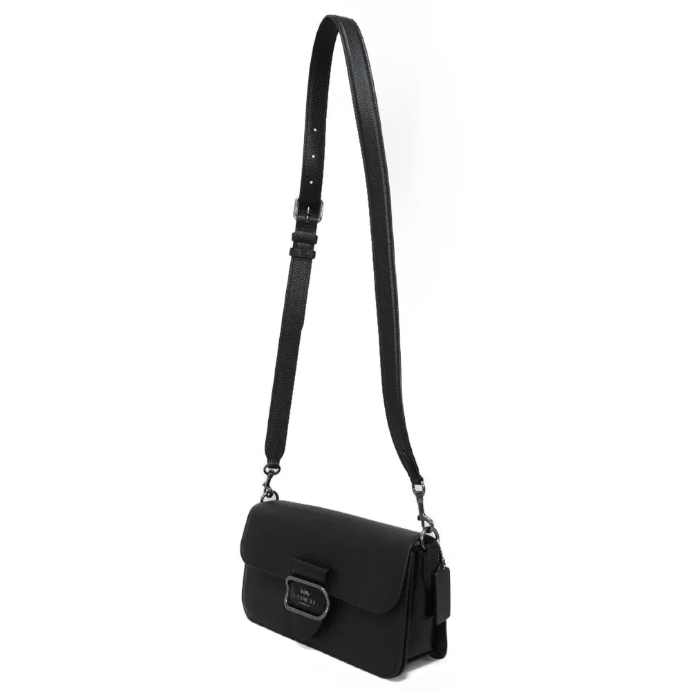 COACH Shoulder Bag CE562 Refined pebble leather x snake embossed leather black Horse and carriage Morgan