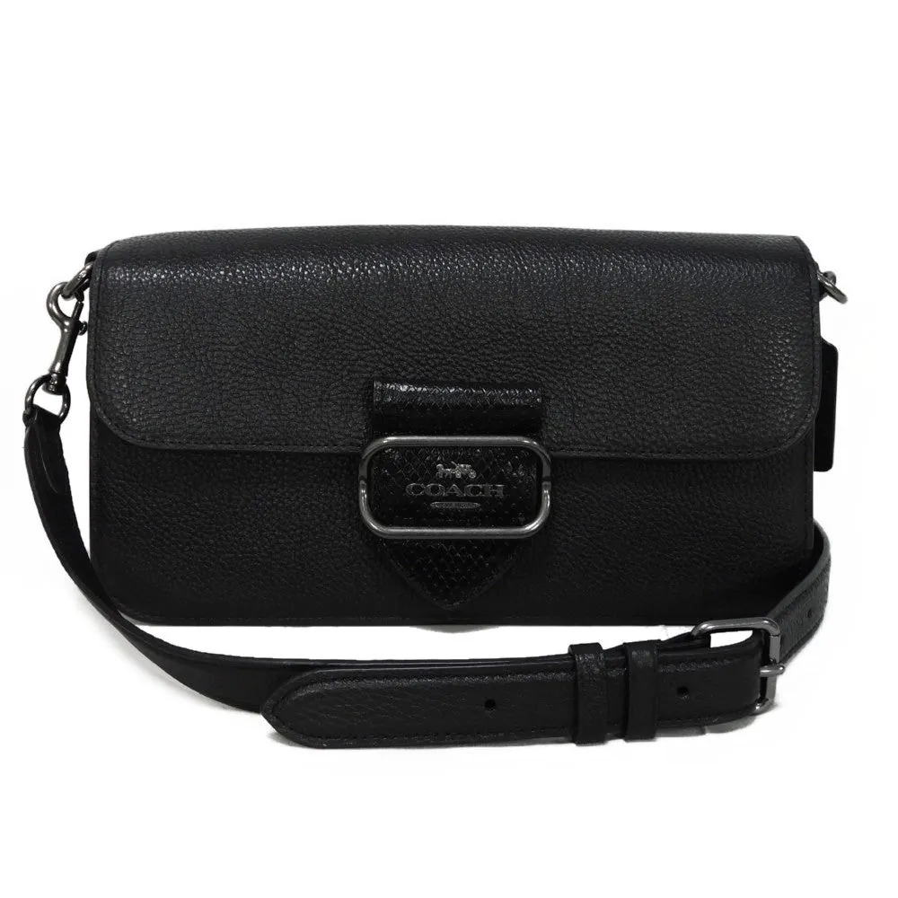 COACH Shoulder Bag CE562 Refined pebble leather x snake embossed leather black Horse and carriage Morgan