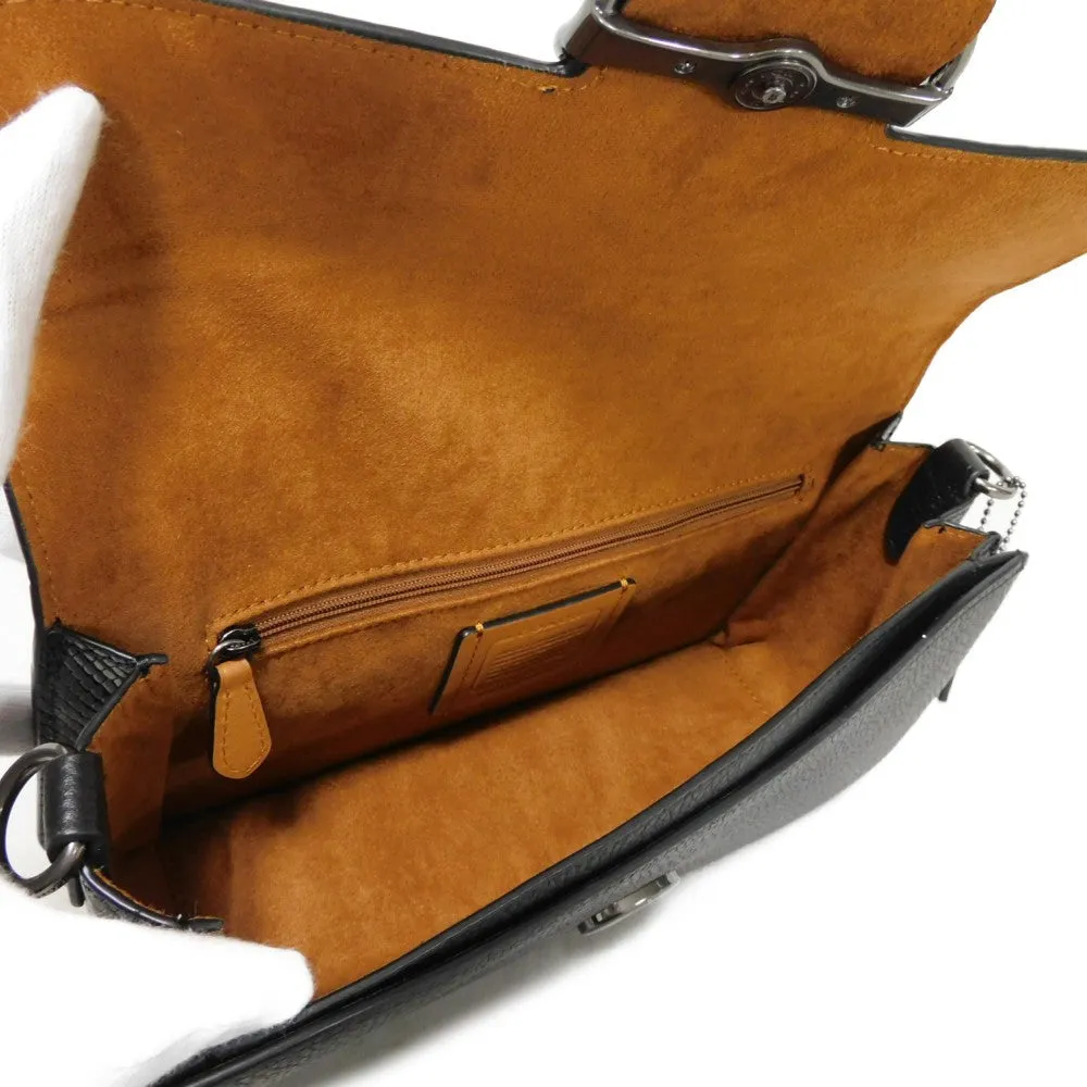COACH Shoulder Bag CE562 Refined pebble leather x snake embossed leather black Horse and carriage Morgan