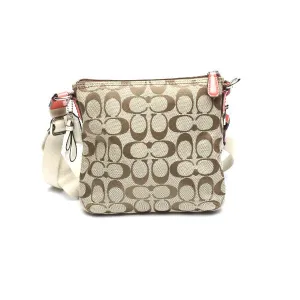 COACH Shoulder Bag leather Brown x pink Crossbody Signature Women Used
