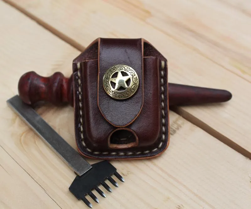 Cool Mens Leather Zippo Lighter Pouch with Loop Biker Zippo lighter cases with Clip