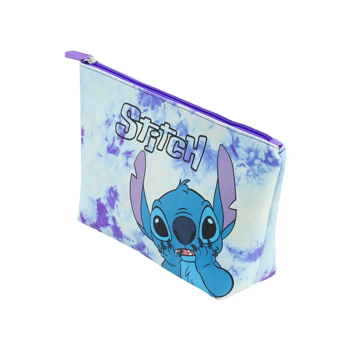 Disney Stitch Tie Dye Purple Wedge Cosmetic Bag
