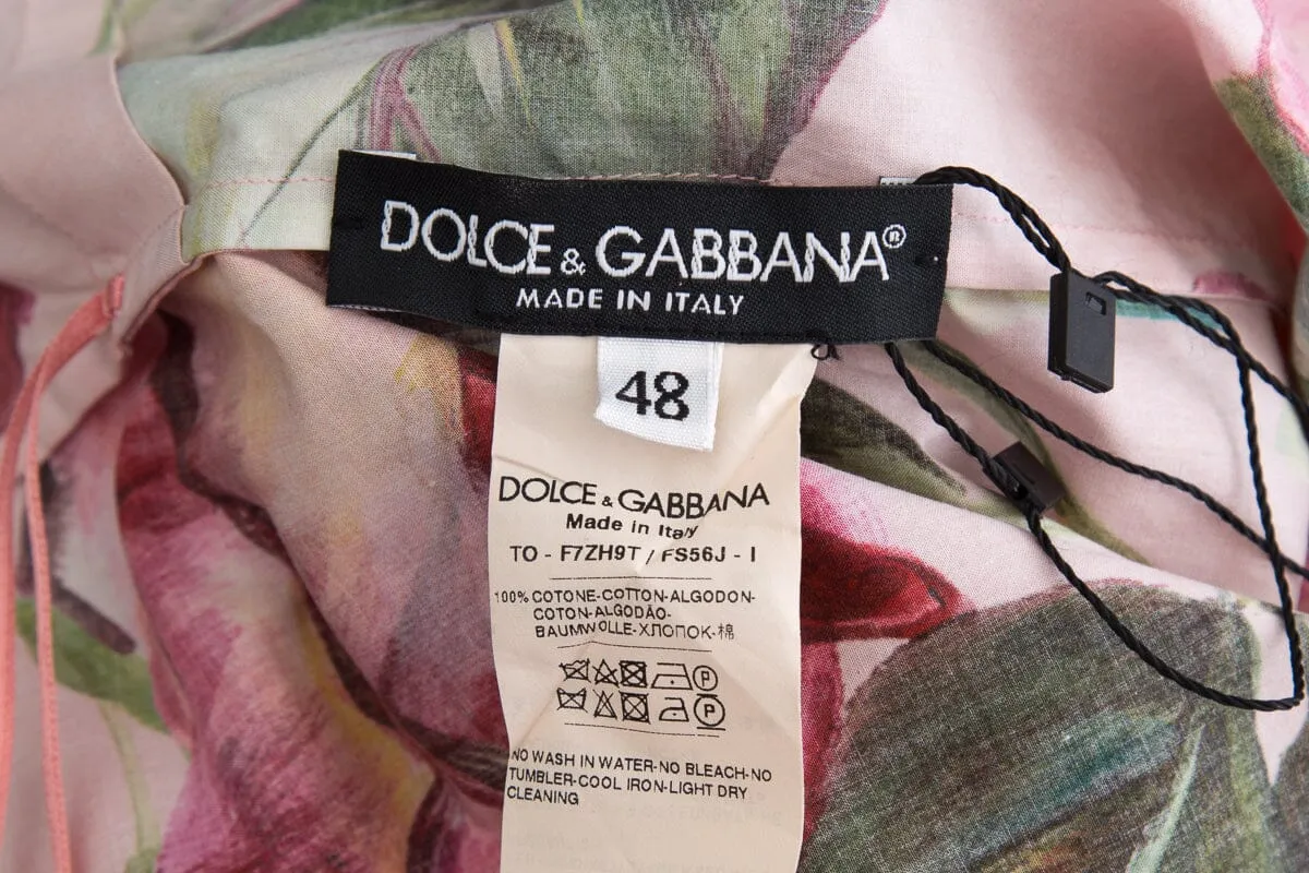 Dolce & Gabbana Floral Cotton Cold Shoulder Blouse SZ 48
