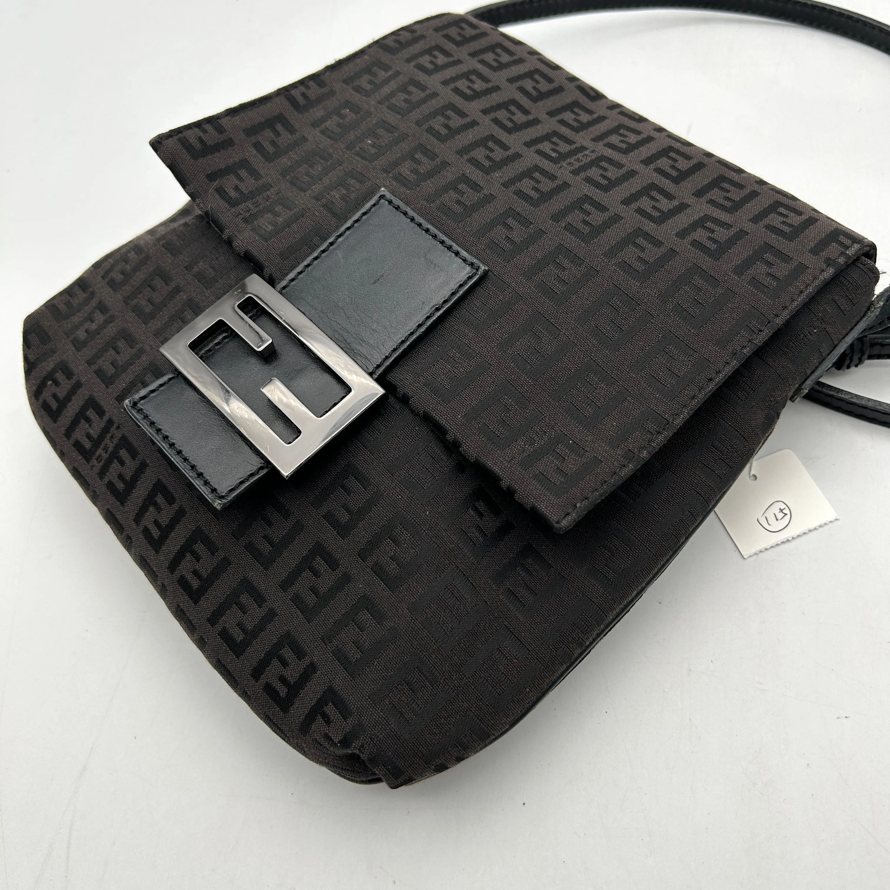 Fendi Mamma Baguette Black Canvas Shoulder Bag AF546