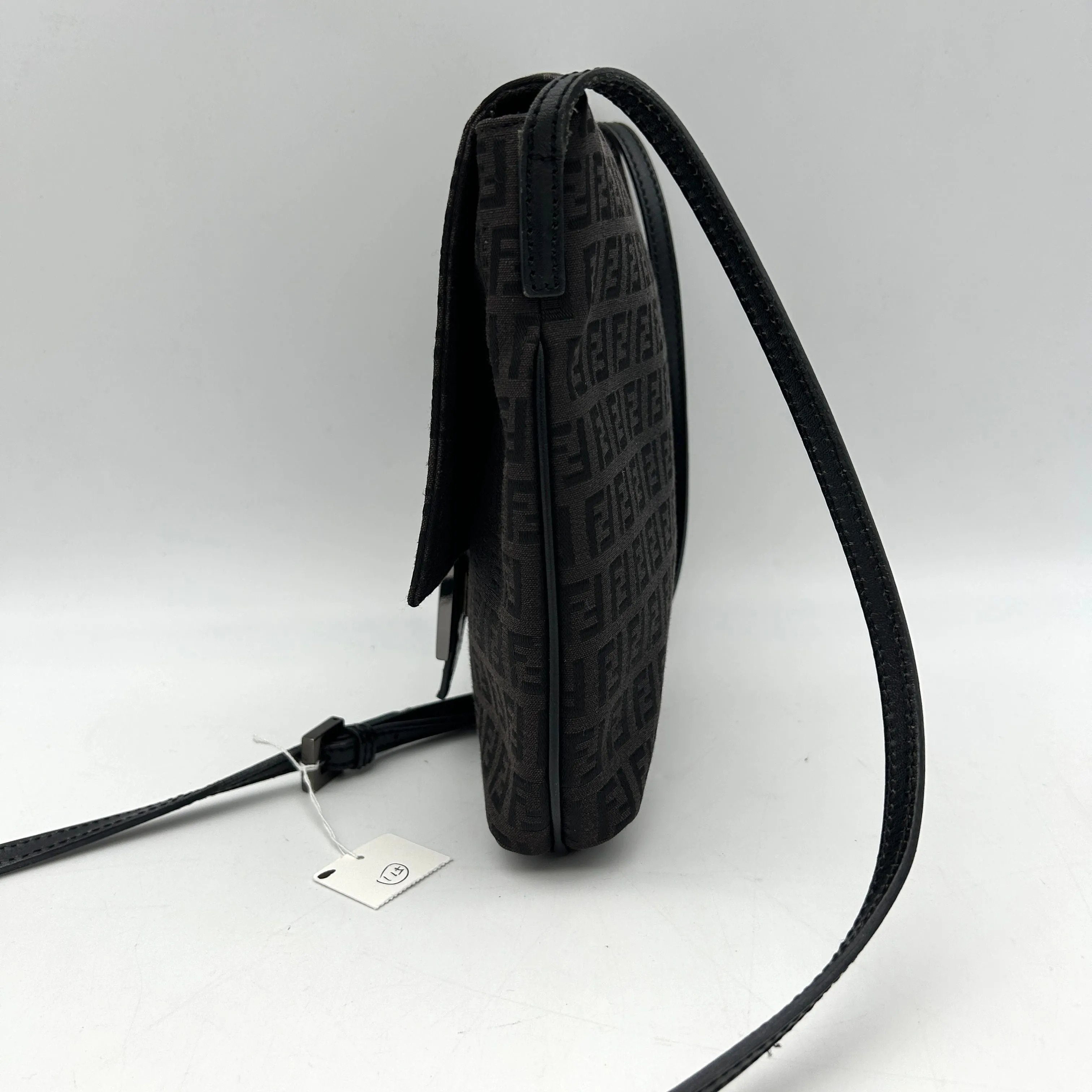 Fendi Mamma Baguette Black Canvas Shoulder Bag AF546