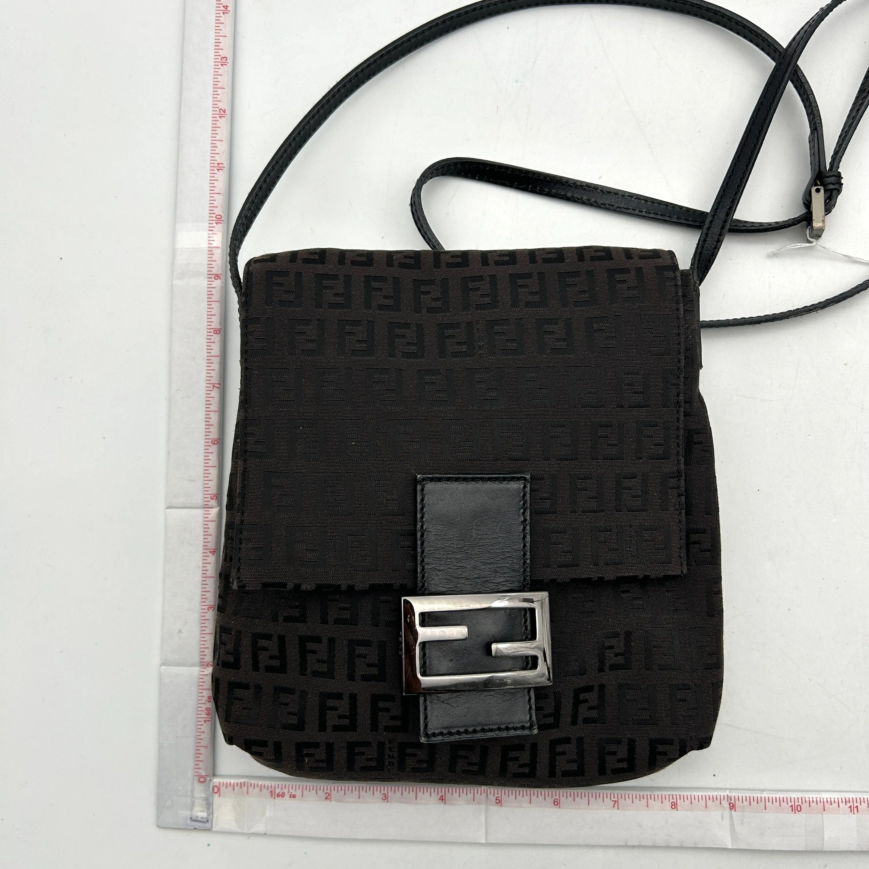 Fendi Mamma Baguette Black Canvas Shoulder Bag AF546