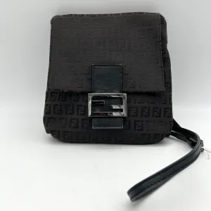 Fendi Mamma Baguette Black Canvas Shoulder Bag AF546