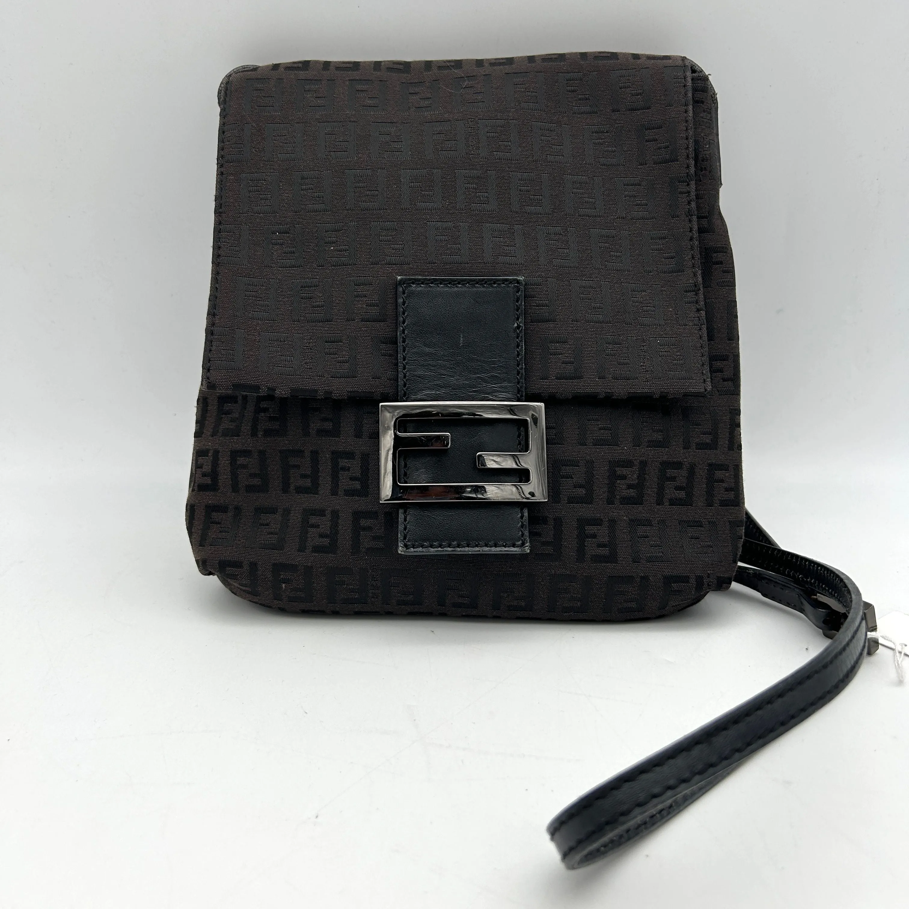 Fendi Mamma Baguette Black Canvas Shoulder Bag AF546