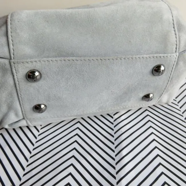 Fendi Shoulder Bag W Be Jewel Style Faceted Grey Suedeblue Resin Top And Satchel