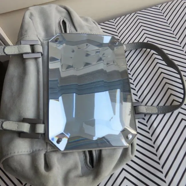 Fendi Shoulder Bag W Be Jewel Style Faceted Grey Suedeblue Resin Top And Satchel