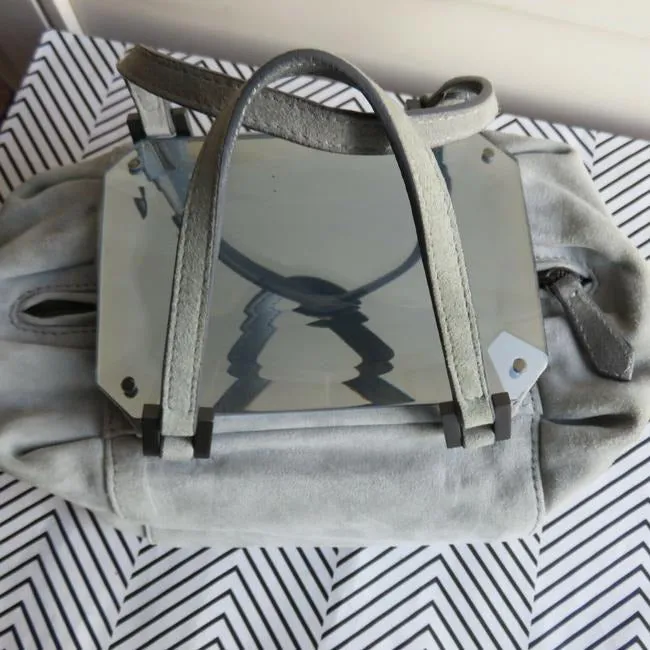 Fendi Shoulder Bag W Be Jewel Style Faceted Grey Suedeblue Resin Top And Satchel