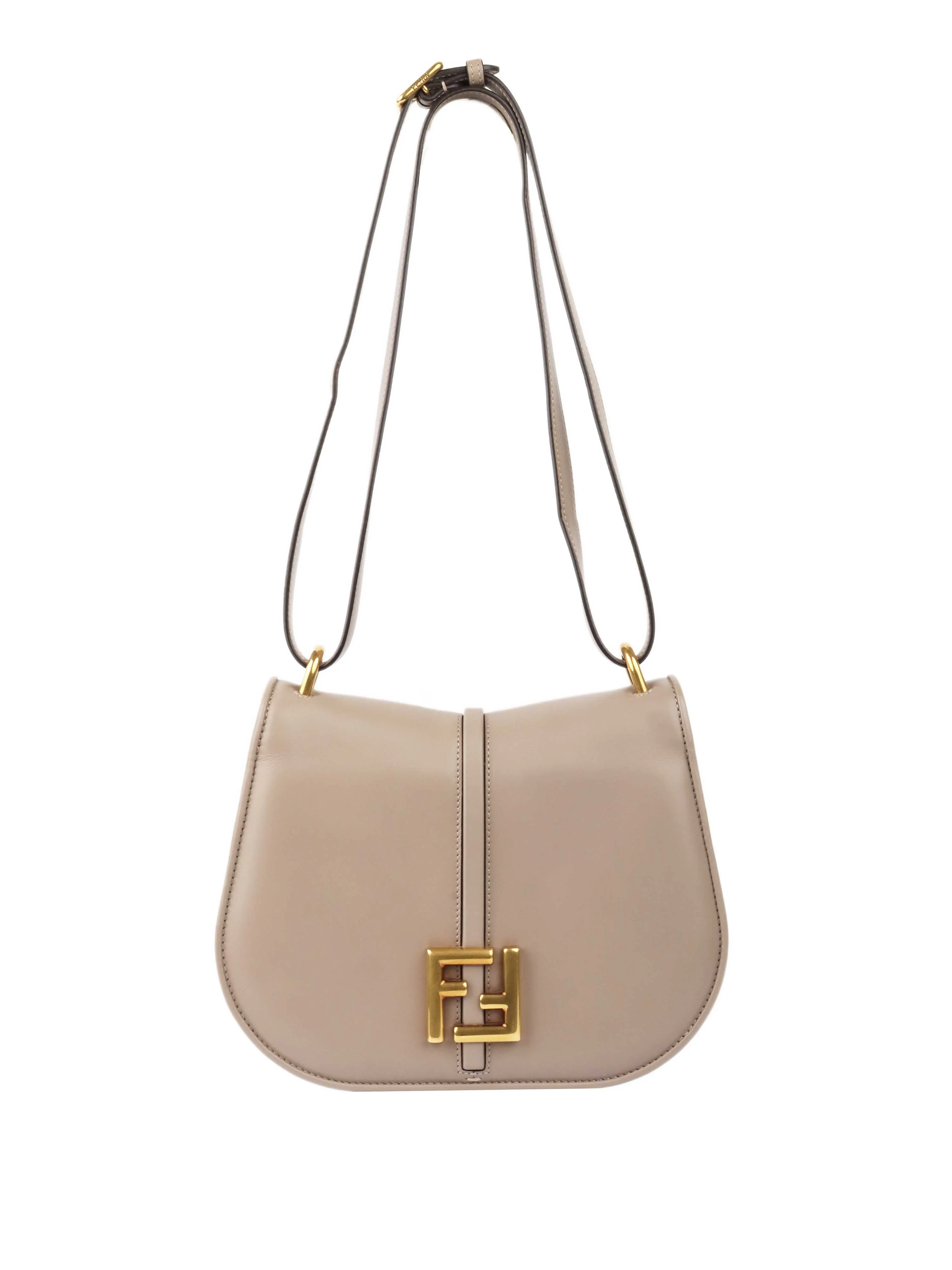 Fendi Taupe Cmon Medium Shoulder Bag.