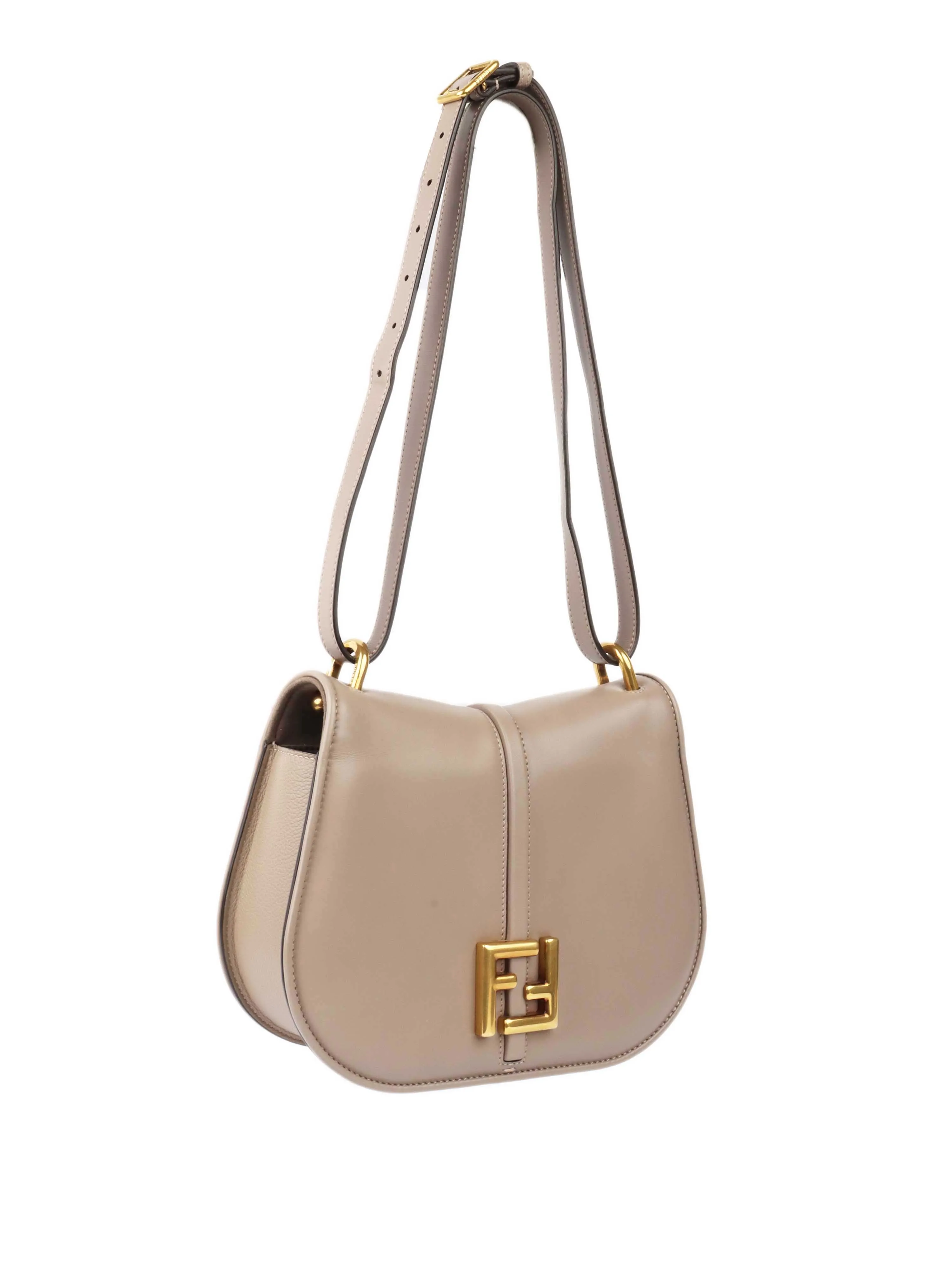 Fendi Taupe Cmon Medium Shoulder Bag.
