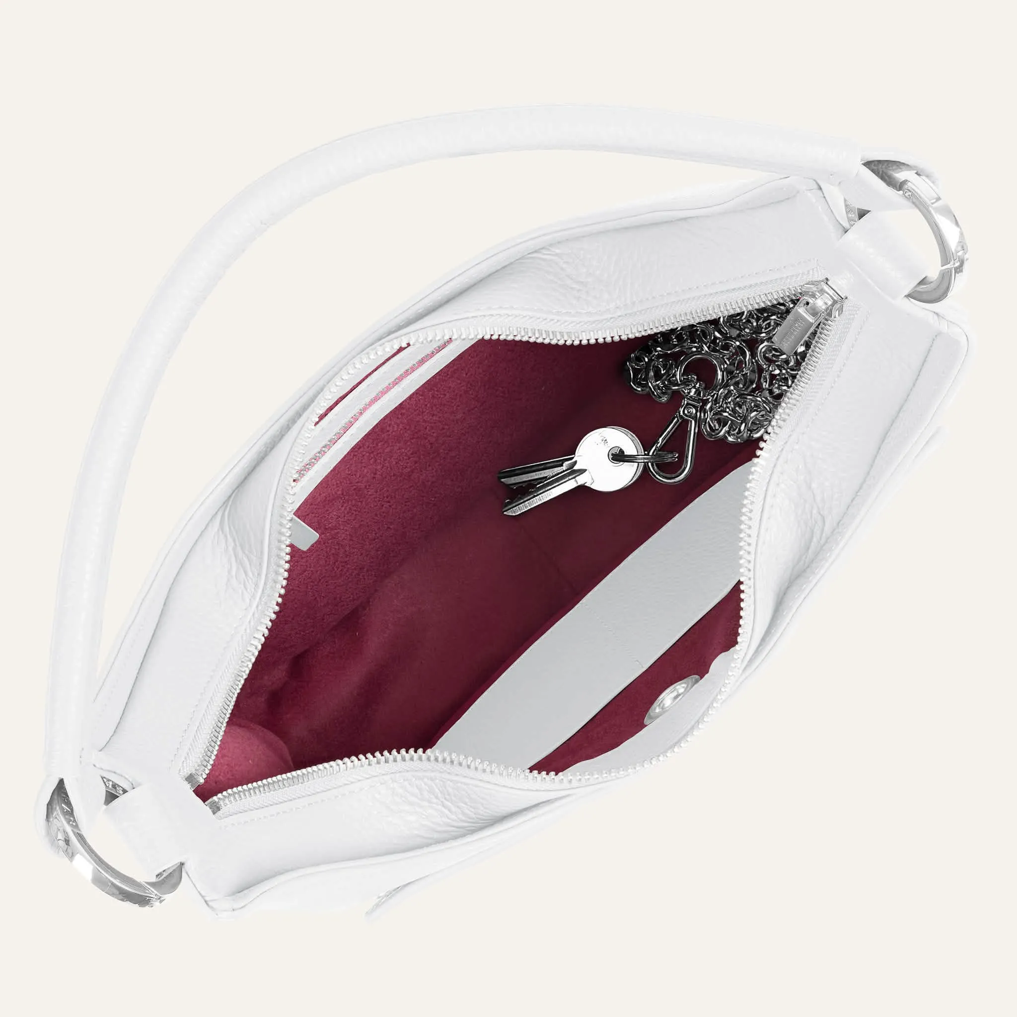 Florence Shoulder Bag | White with Silver hardware