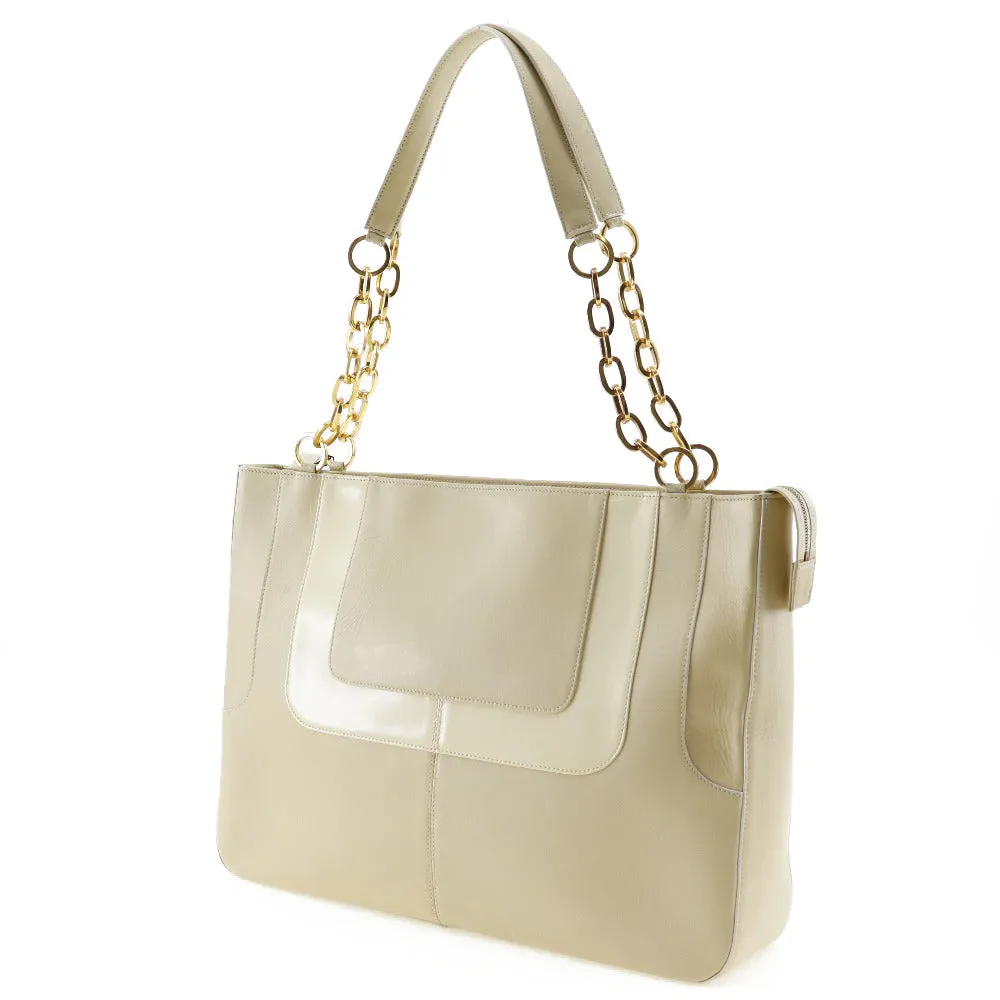Gianni Versace Shoulder Bag Calfskin beige ChainShoulder Women Used