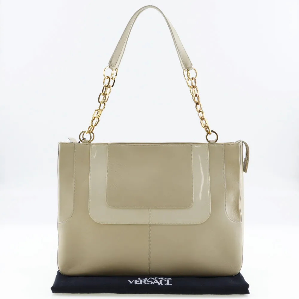 Gianni Versace Shoulder Bag Calfskin beige ChainShoulder Women Used