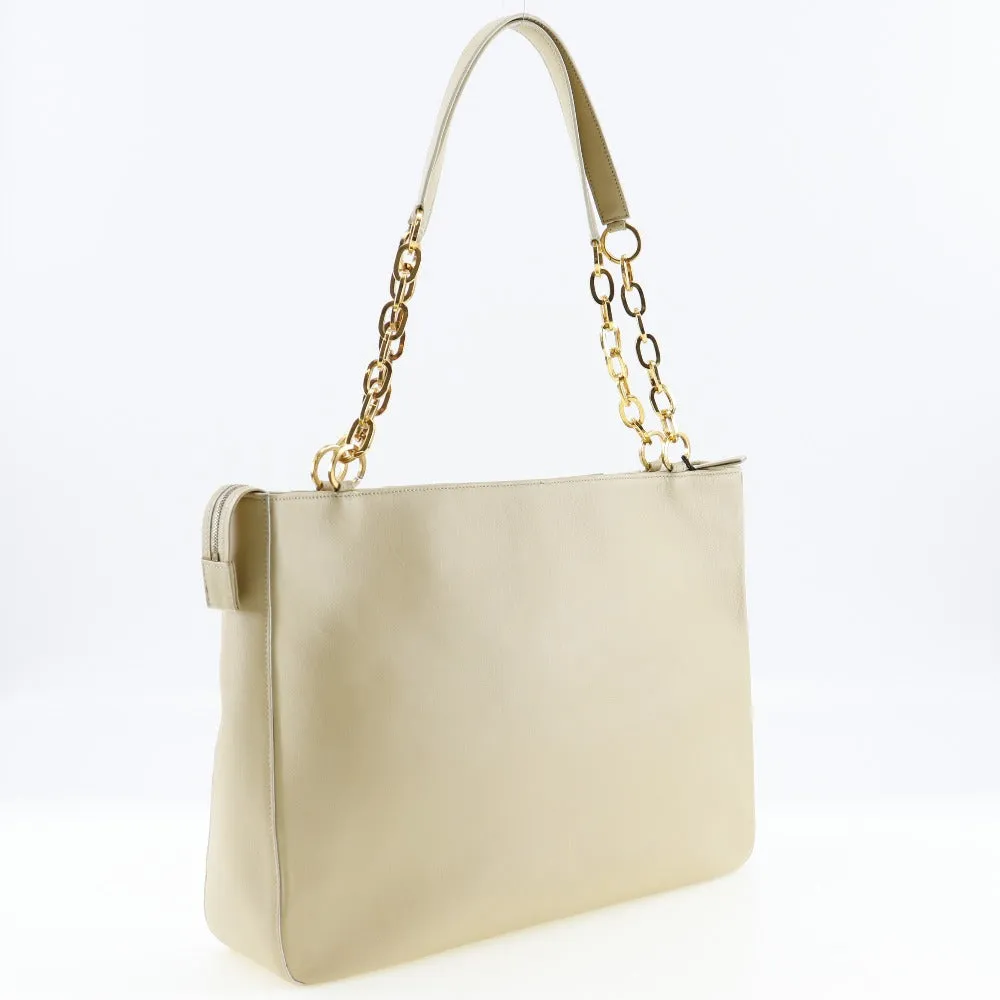 Gianni Versace Shoulder Bag Calfskin beige ChainShoulder Women Used