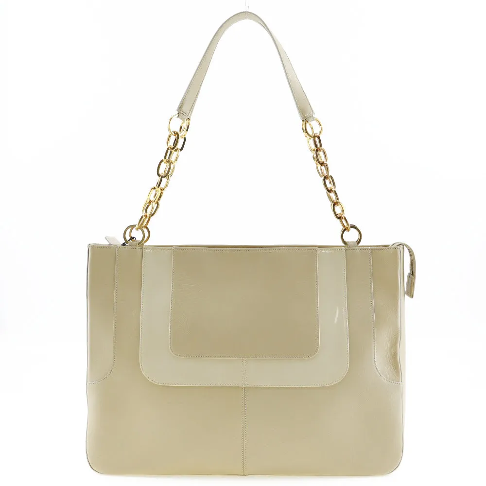 Gianni Versace Shoulder Bag Calfskin beige ChainShoulder Women Used