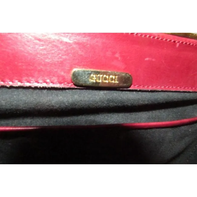 Gucci Clutch W Two Bagclutch Removable Chain Strap Dark Red Leathergold Shoulder Bag