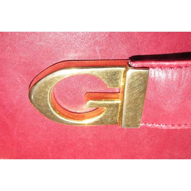 Gucci Clutch W Two Bagclutch Removable Chain Strap Dark Red Leathergold Shoulder Bag