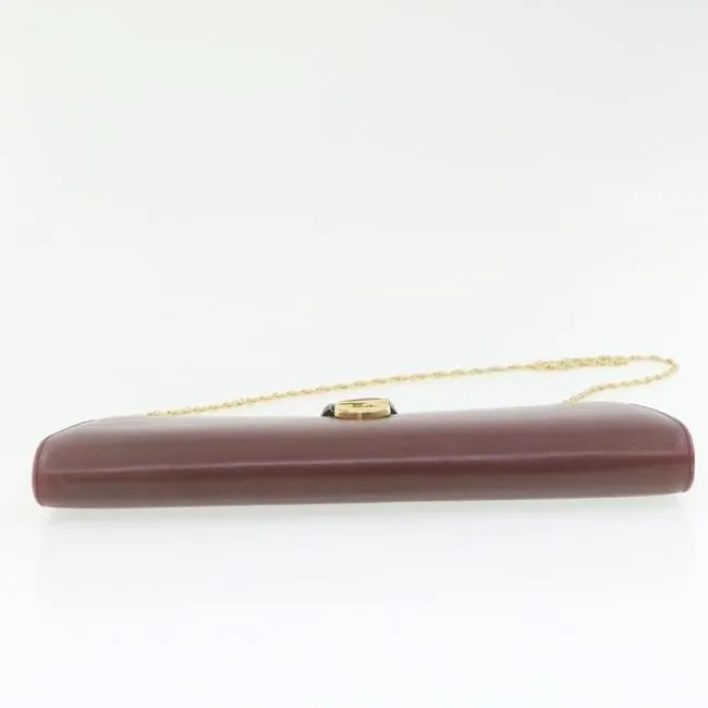 Gucci Clutch W Two Bagclutch Removable Chain Strap Dark Red Leathergold Shoulder Bag