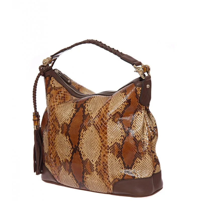 Gucci ??Eva?? Brown & tan large snakeskin handbag