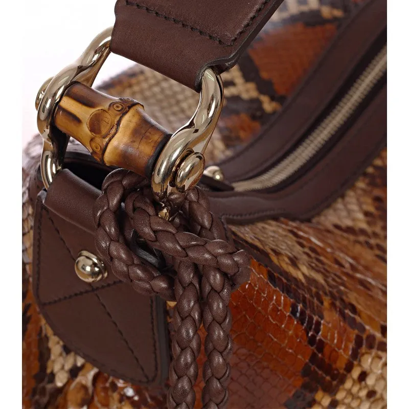 Gucci ??Eva?? Brown & tan large snakeskin handbag