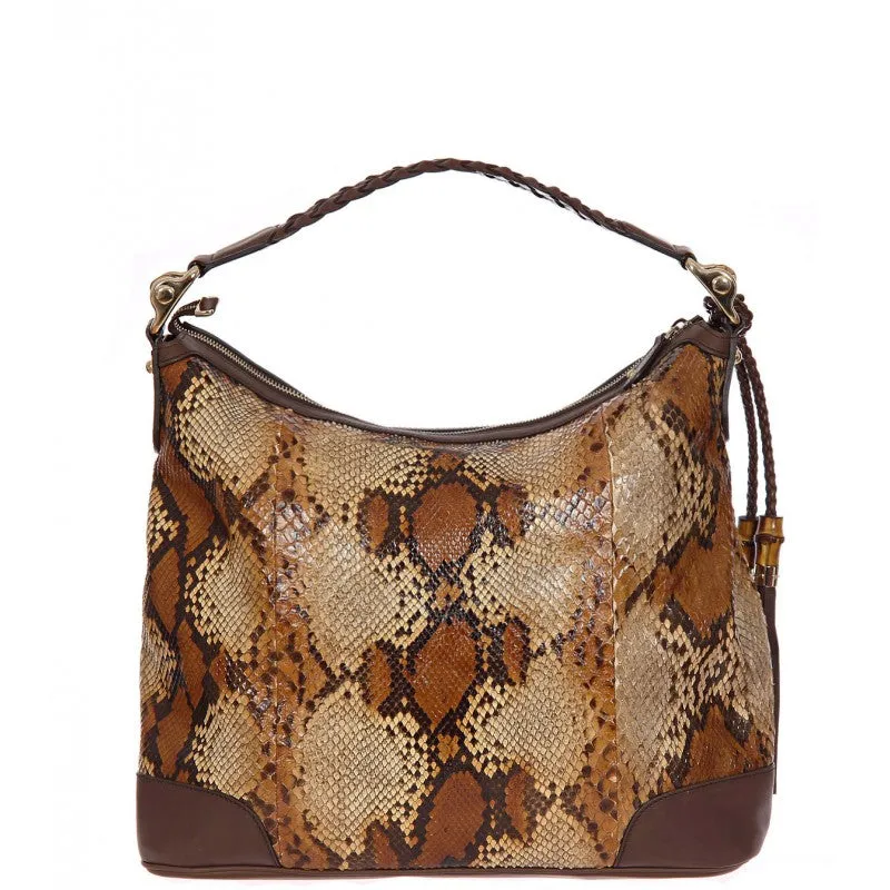 Gucci ??Eva?? Brown & tan large snakeskin handbag