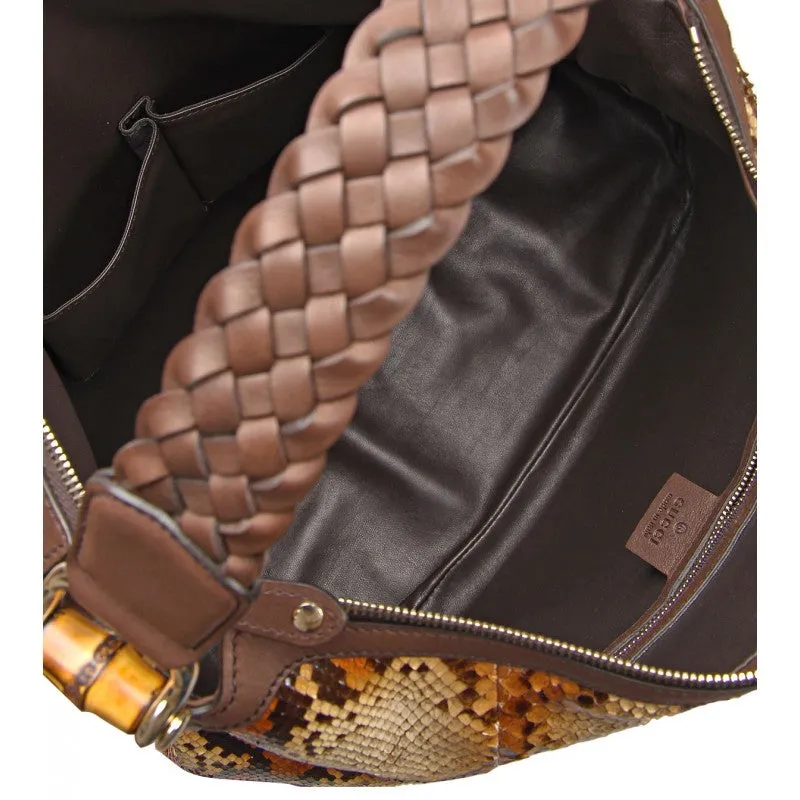 Gucci ??Eva?? Brown & tan large snakeskin handbag