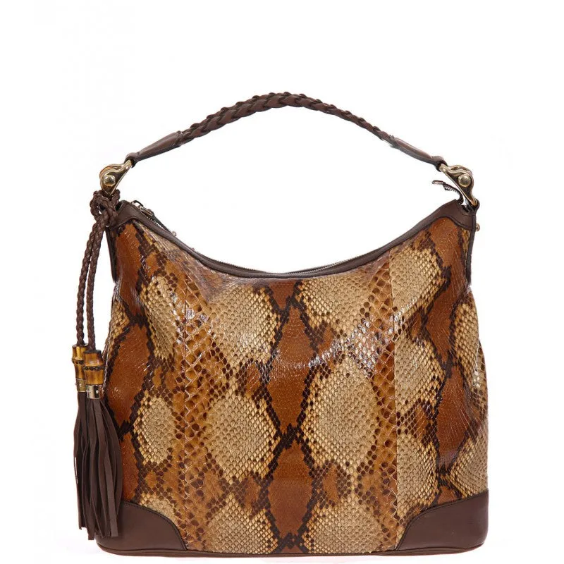Gucci ??Eva?? Brown & tan large snakeskin handbag