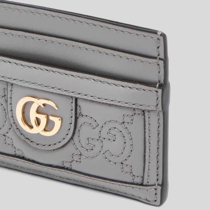 GUCCI GG MATELASS?? Card Case Grey 723790