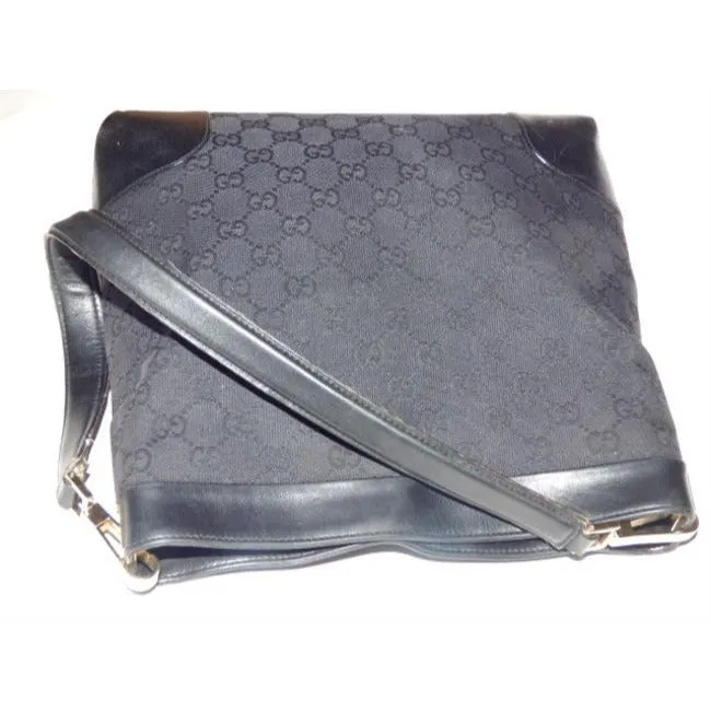 Gucci Gg Supreme Shoulder Guccissima Top Handle Black G Logo Print Leather Canvas Hobo