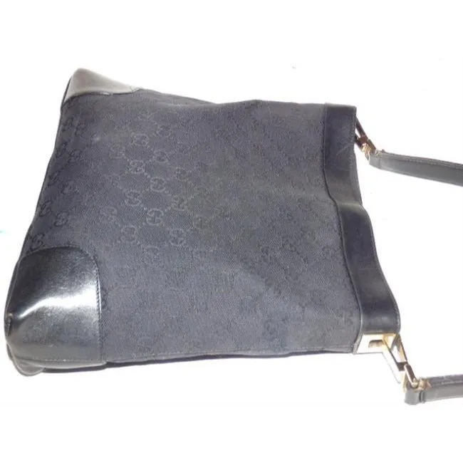 Gucci Gg Supreme Shoulder Guccissima Top Handle Black G Logo Print Leather Canvas Hobo