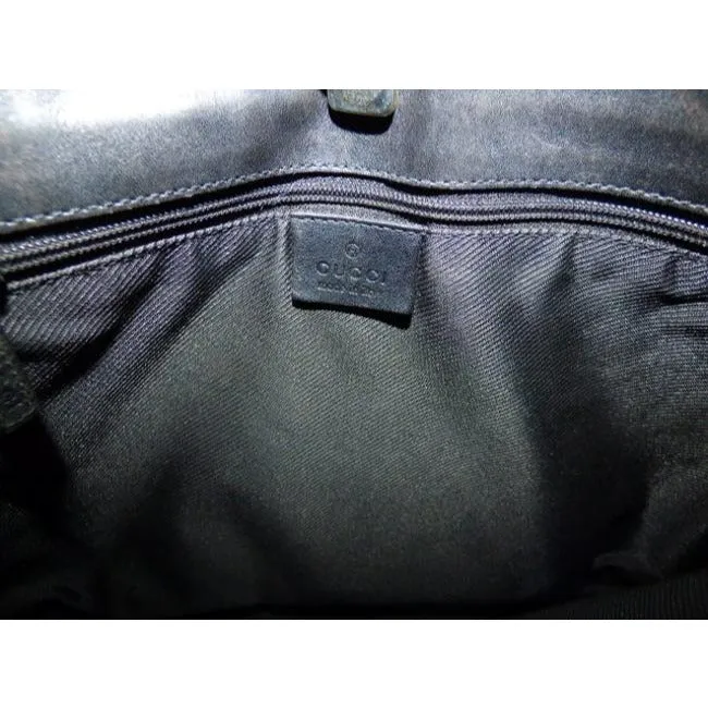 Gucci Gg Supreme Shoulder Guccissima Top Handle Black G Logo Print Leather Canvas Hobo