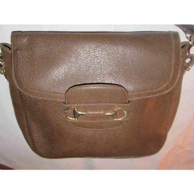 Gucci Horsebit W Envelope Top Clasp Brown Leather Shoulder Bag